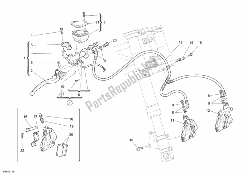 Toutes les pièces pour le Système De Freinage Avant du Ducati Sport ST4 S USA 996 2005
